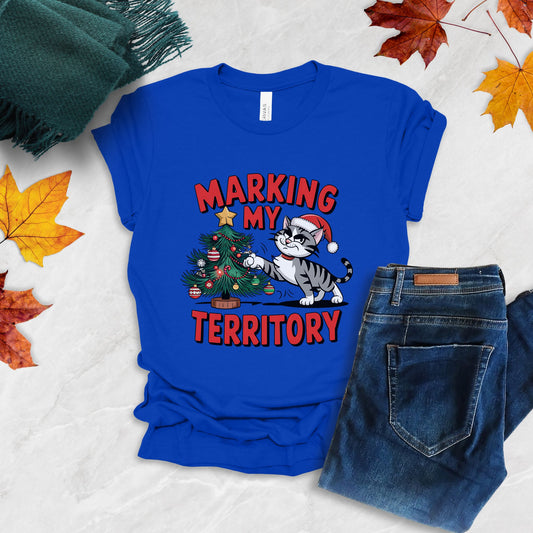 Funny Christmas Cat T-Shirt - 'Marking my territory'