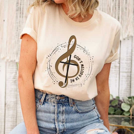 God's Melody in Me Graphic T-Shirt - Inspirational Music Note Tee