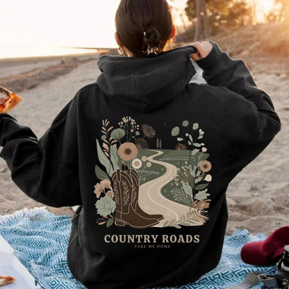 Country Roads Graphic Hoodie– Women's Boho Country Vibes