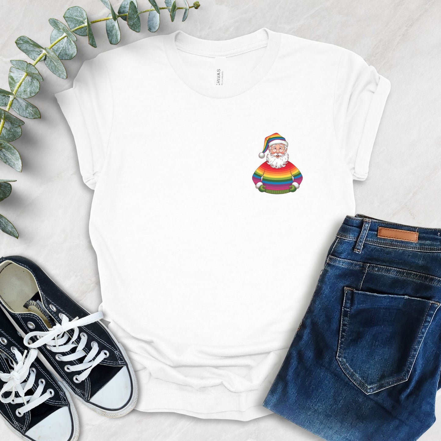 Santa In Rainbow Sweater T-Shirt