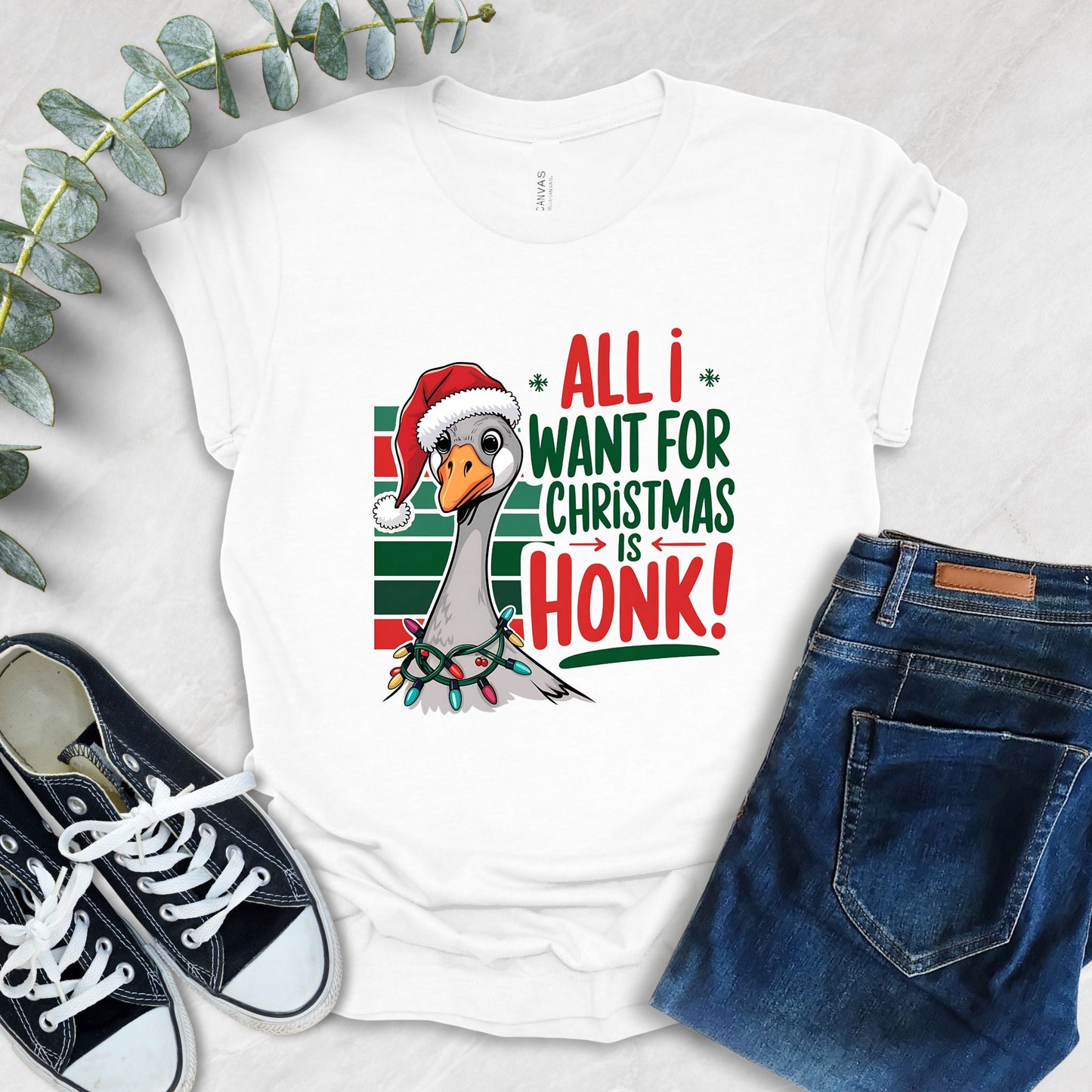 Funny Duck Christmas T-Shirt – All I Want is Honk