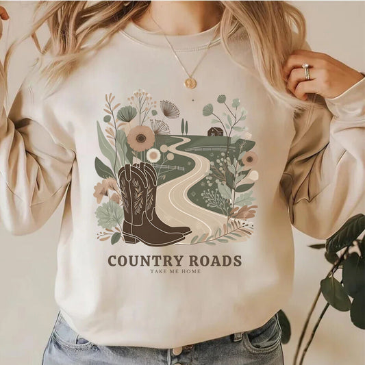 Country Roads Graphic Sweatshirt– Women's Boho Country Vibes