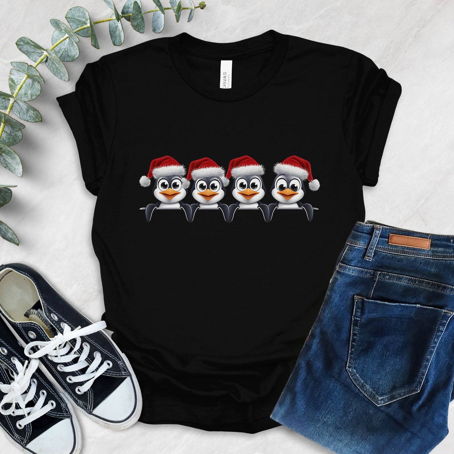 Festive Penguin Graphic T-Shirt