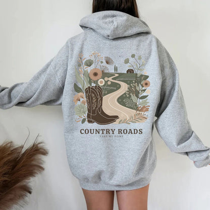 Country Roads Graphic Hoodie– Women's Boho Country Vibes