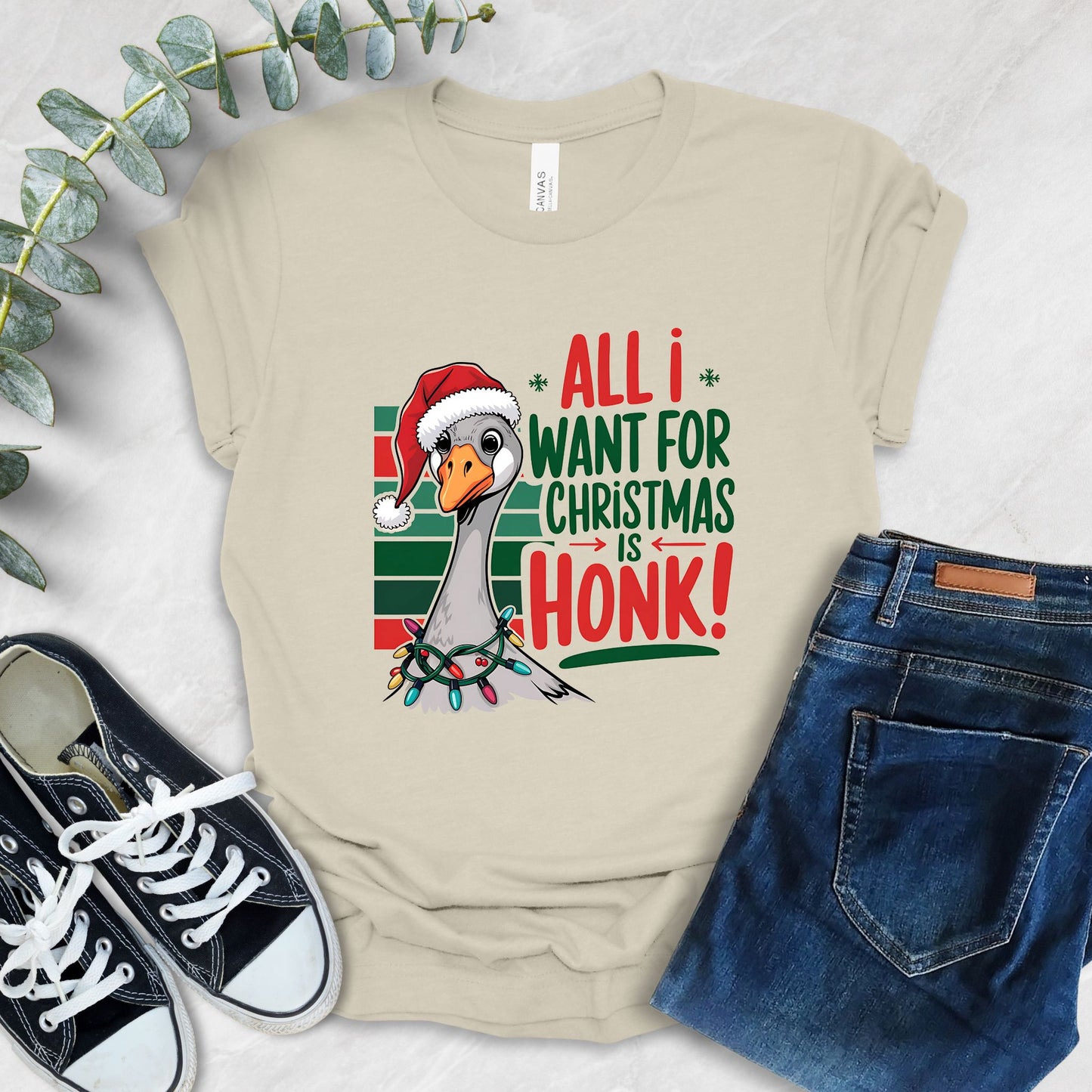 Funny Duck Christmas T-Shirt – All I Want is Honk