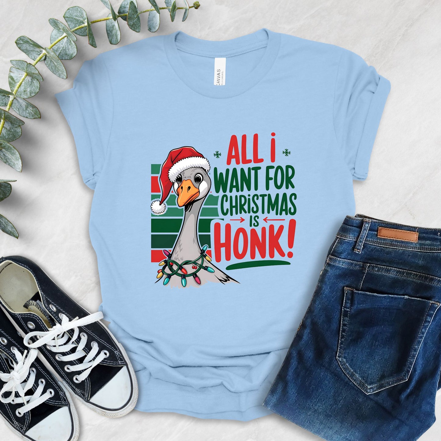 Funny Duck Christmas T-Shirt – All I Want is Honk