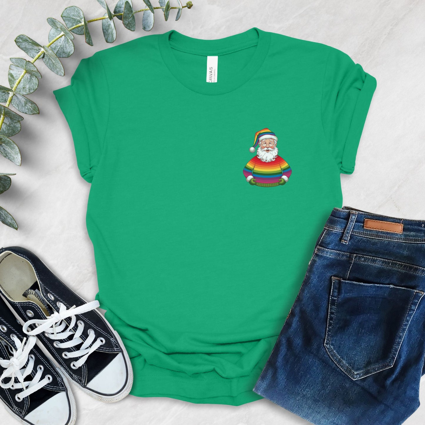 Santa In Rainbow Sweater T-Shirt